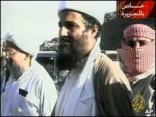 Osama Bin Laden (centre) with Ayman al Zawahiri (left) in an image broadcast by al-Jazeera in October 2001