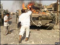 British tanks under attack 