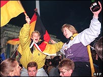 Germans celebrate on 3 October 1990