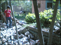 Reader Jibran Bashir from Kashmir sent in this photo the collapsed  boundary walls of his house